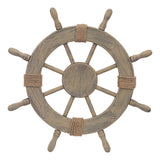 Asense Ornamental Wall Decoration Wooden Nautical Ship Steering Wheel, 24-inch, Brown Asense