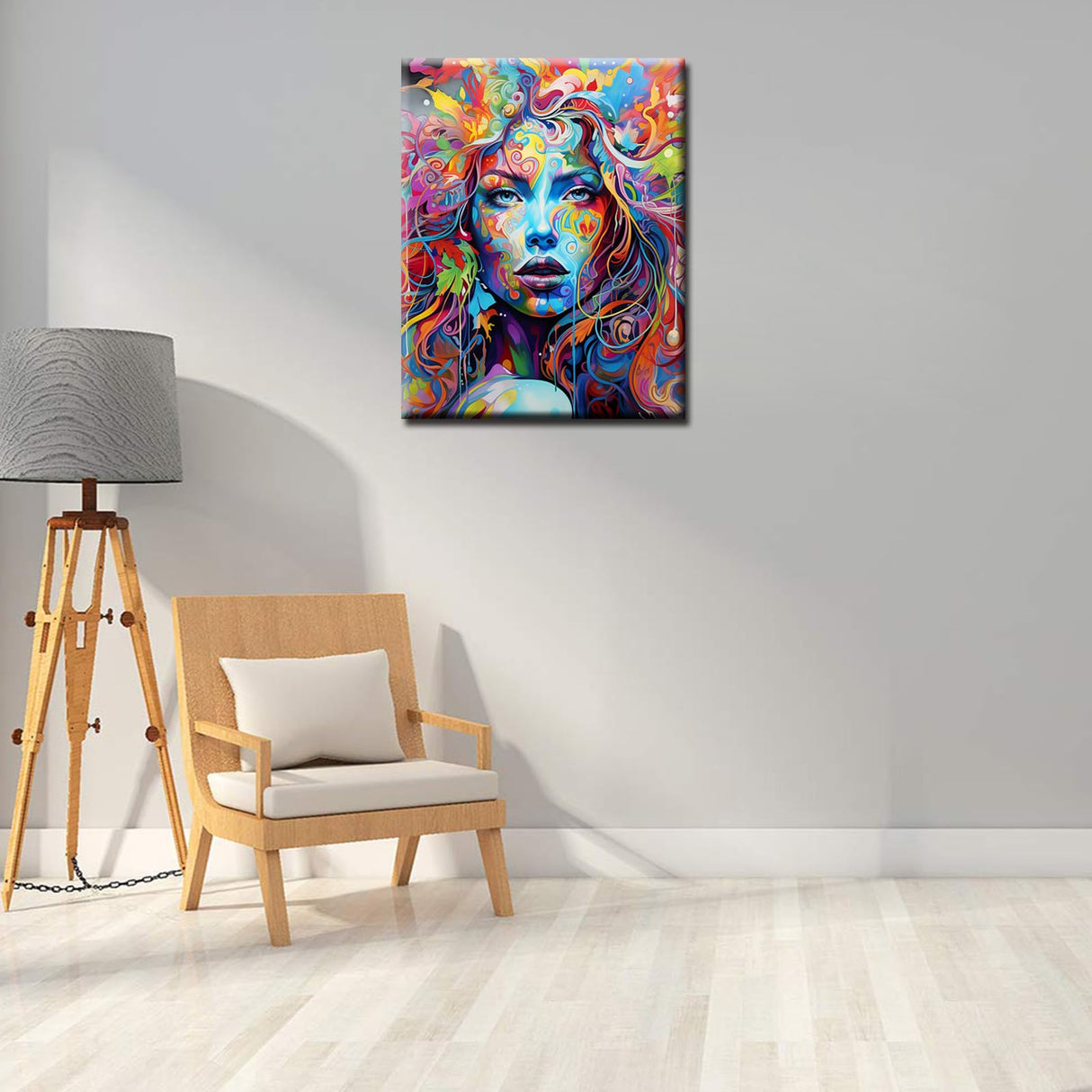 Graffiti Women Portrait Paint by Numbers Kits 16x20 inch Canvas DIY Oil Painting for Kids, Students, Adults Beginner with Brushes and Acrylic Pigment Blue Face Abstract Colorful Woman(without Frame) Tucocoo