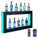 VEVOR LED Lighted Liquor Bottle Display Shelf, Square 48 Inches, Supports USB,Illuminated Home Bar Shelf w/RF Remote & App Control 7 Static Colors 1-4 H Timing, Acrylic Wall-Mounted Shelf VEVOR