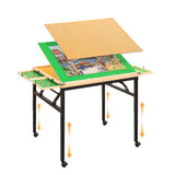 Jigsaw Puzzle Table for 1500 Piece with Drawers, Legs & Wheels Adjustable Height Puzzle Tables for Adults Folding & Tilting Puzzle Board for Mother's Day Birthday Gift BittPicc