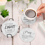 Billbotk Ceramic Coasters with Bible Verses, Coasters Set of 8 with Holder, Absorbent Drink Coasters for Home Decor and Christian Gifts, 4 Inches Billbotk