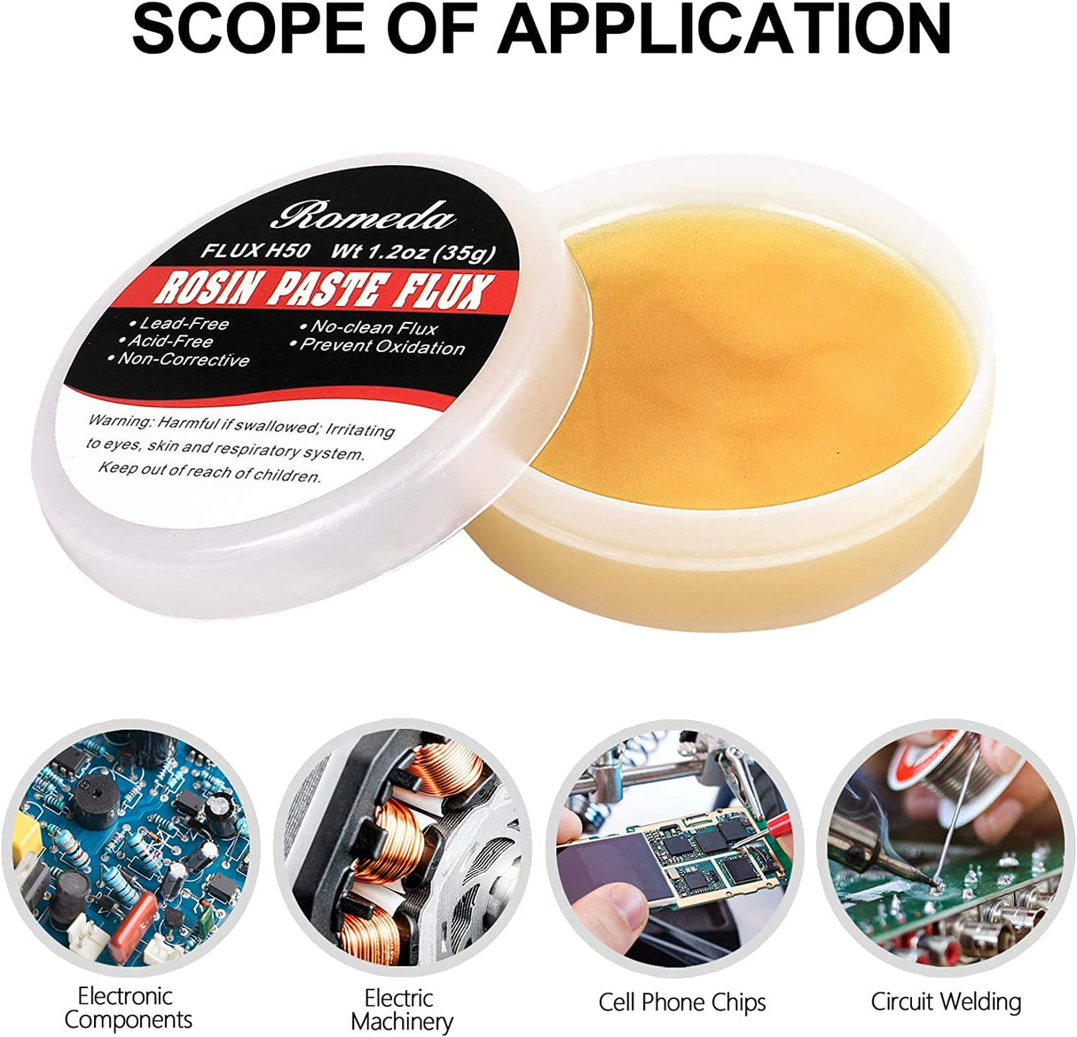 2 Jar Solder Flux, Flux for Soldering, Rosin Soldering Flux Paste for Lead-Free Electronics Soldering and Soldering DIY (1.2oz/35g in a Jar) Romeda