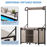 SYESWAY 55-75 Gallon Fish Tank Stand with Power Outlets, Heavy Duty Metal Frame Aquarium Stand with Barn Door, Turtle Reptile Terrariums Stand, 1000LBS Capacity, Grey SYESWAY