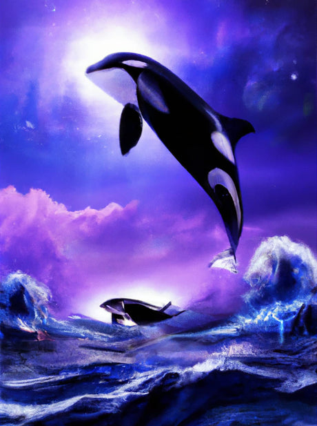 Reofrey DIY Diamond Art Painting Kits for Adults Whale, Diamond Art Animal Full Drill Round Rhinestone, Cross Stitch Embroidery Canvas for Crafts Decor (30x40 cm/ 12x16 inch) Reofrey