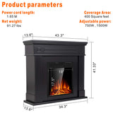 JAMFLY Electric Fireplace Mantel Package Wooden Surround Firebox TV Stand Free Standing Electric Fireplace Heater with Logs, Adjustable Led Flame, Remote Control, 750W-1500W (Black) 1 JAMFLY