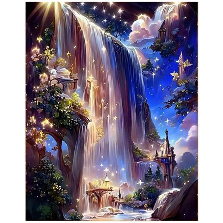 hkejoi Landscape Paint by Numbers Kit for Adults, Waterfall Adult Paint by Number Kits on Canvas,DIY Acrylic Waterfall Paint by Number for Adults Beginners for Home Decor 16x20 Inch hkejoi