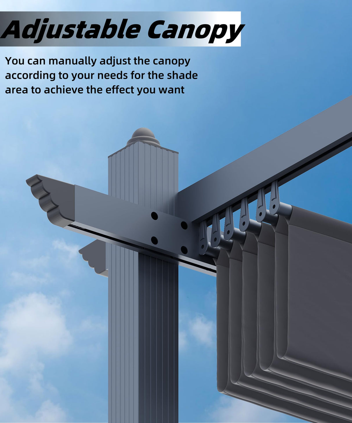 GarveeLife 10x10 Ft Aluminum Pergola, Outdoor Pergola with Adjustable Canopy, Reinforced Frame Metal Pergola for Backyard, Garden and Deck - Gray GarveeLife