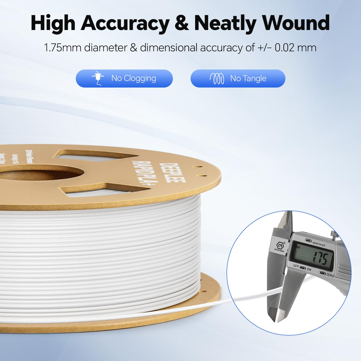 DEEPLEE Rapid PLA Plus Filament 1.75mm, High Speed 3D Printer Filament Up to 600mm/s, PLA+ Filament Dimensional Accuracy +/- 0.02 mm Fits Most FDM 3D Printer, Cardboard Spool Black 1kg Deeplee