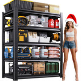 72''H Garage Shelving Heavy Duty 5-Tier Adjustable Storage Shelves Unit,3000 LBS Metal Utility Rack Shelf for Industries, Warehouses, Basement,Black (72''H x 36''W x 16''D) LBVSKK