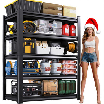72''H Garage Shelving Heavy Duty 5-Tier Adjustable Storage Shelves Unit,3000 LBS Metal Utility Rack Shelf for Industries, Warehouses, Basement,Black (72''H x 36''W x 16''D)
