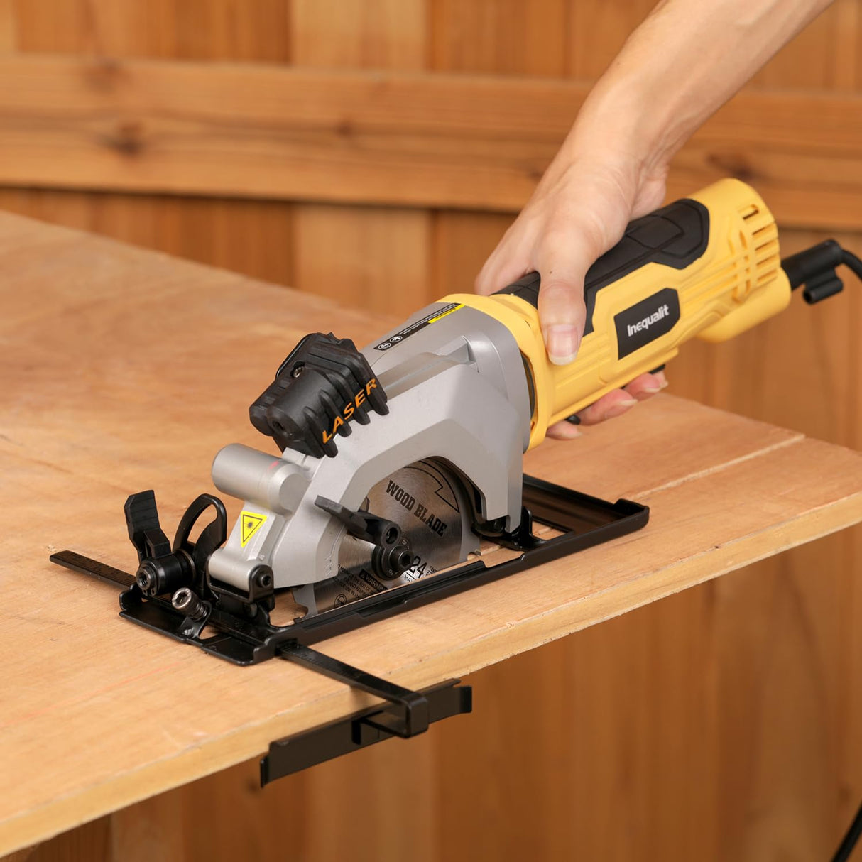 Inequalit 4Amp Mini Circular Saw, 3500RPM Corded Compact Saw with 4-1/2" 24T TCT Blades, Laser Guide, Rip Guide, Vacuum Adapter and Blade Wrench, Max Cutting Depth 1-11/16"(90°), 1-1/8"(45°） Inequalit