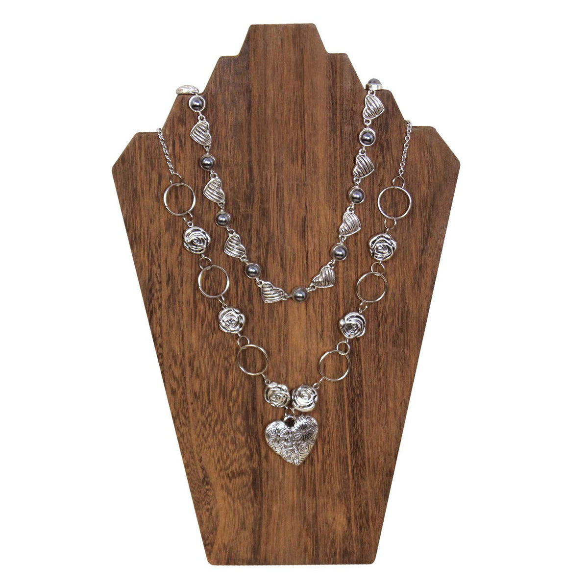 Ikee Design 2 Pcs Lightweight Wooden Necklace Display Bust Easel Jewelry Display for Shows, Necklace Stand, Brown Color, 8.3 W x 4.3 D x 13 H in Ikee Design