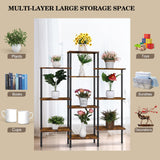 Shinoske 4-Tier Bookshelf,Small Triple Wide Bookcase for Books,CDs,Movies,Display Shelf with 10 Open Shelves for Living Room,Home Office,Balcony,Rustic Brown Shinoske