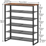 HOOBRO Shoe Rack, 6-Tier Shoe Organizer, for 18-24 Pairs of Shoes, Large Capacity Shoe Storage Shelf, Durable and Stable, for Entryway, Closet, Hallway, Dorm Room, Industrial, Rustic Brown BF67XJ01G1 HOOBRO