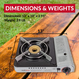 Grill Boss Dual Fuel Portable Stove, 12K BTU Camp Stove, Butane & Propane Portable Camping Stove, Portable Stove Dual Fuel Butane and Propane Stove for Emergency, Cooking, Hiking, Backpacking -90057 Chef Master