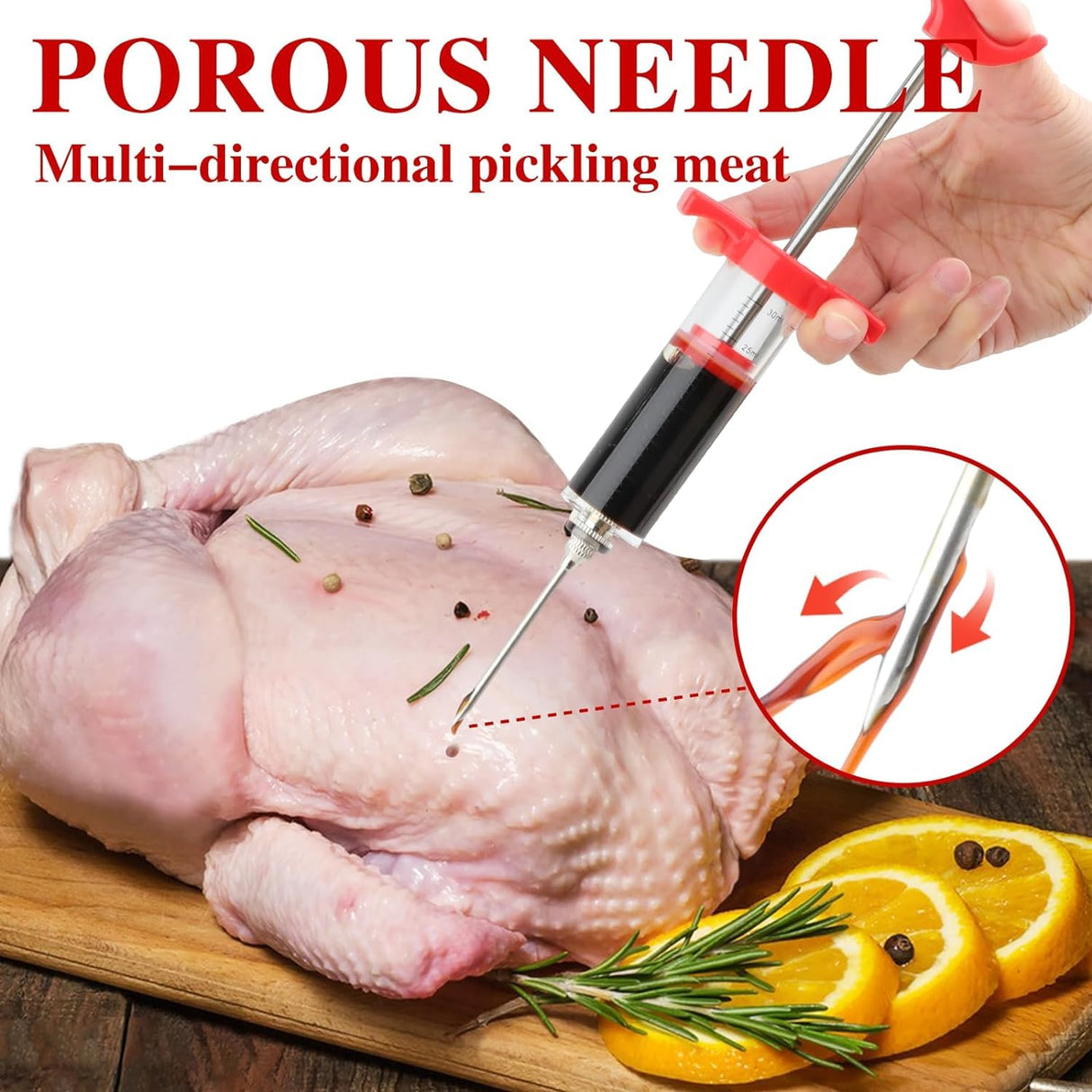 Meat Injector Syringe, 1-oz Plastic Marinade Turkey Injector Kit, 2 Marinade Injector Needles for BBQ Grill by QPMR QPMR