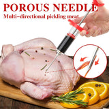 Meat Injector Syringe, 1-oz Plastic Marinade Turkey Injector Kit, 2 Marinade Injector Needles for BBQ Grill by QPMR QPMR