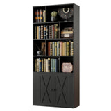 IRONCK Bookcase with Doors, Tall Bookshelf with Storage, Bookshelves and Bookcases with 8 Open Cubes for Living Room, Bedroom, Office IRONCK
