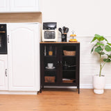 ALBAD Metal Storage Cabinet with Mesh Doors and Adjustable Shelves, Free Standing Sideboard Buffet Cabinet for Kitchen, Living Room, Dining Room, Home Office (Black) ALBAD