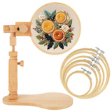 1PCS Embroidery Hoop Stand with 6 PCS 3'' to 8'' Embroidery Hoops Beech Wood Adjustable Rotated Wooden Embroidery Stand, Embroidery Hoop Holder for Cross Stitch and Embroidery Project SENENQU