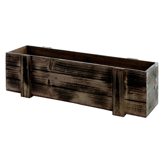 SE SIMPLE ELEMENTS Rectangle Natural Cunninhamia Wood Planter Box with Liner Rustic Farmhouse Planter Box for Flowers and Plants 18" L x 5" W x 5" H - Brown