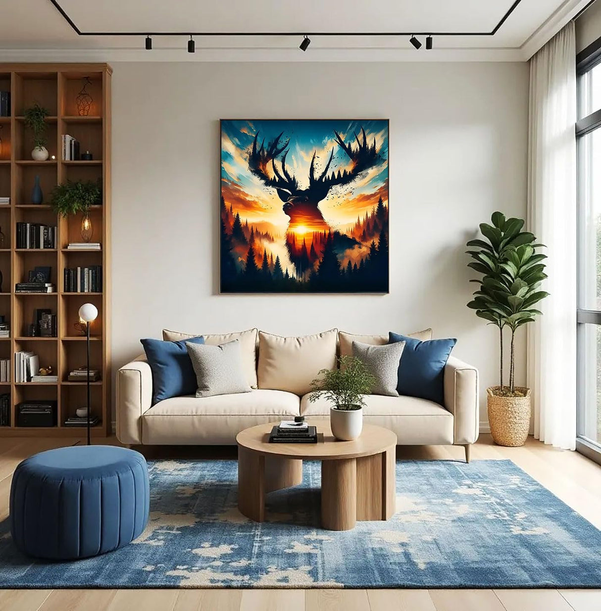 Forest Deer Diamond Art Kits for Adults,5D Full Round Drill Dots Diamond Painting Kits for Beginners Landscape Scenery,DIY Gem Art and Crafts Deer Paint by Diamonds Easy,Home Wall Decor 13.7X13.7 Inch SJDIYSTORE