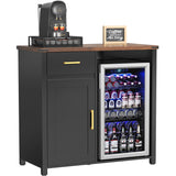 GDLF Coffee Bar with Mini Fridge Space, Mini Fridge Cabinet Stand，Liquor Wine Cabinet for Dorm, Kitchen or Office, 39.4" W X 20.9" D Tabletop GDLF