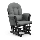 Storkcraft Premium Hoop Glider & Ottoman (Black with Gray) — GREENGUARD Gold Certified, Solid Wood Craftsmanship, Convenient Storage Pockets, Smooth-Gliding Chair for Nursery, Multi-Award-Winning Storkcraft