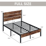 Fluest Full Bed Frame with Headboard and Footboard, Metal Full Bed Frame with Under Bed Storage, All-Metal Support System, No Box Spring Needed, Easy Assembly,Rustic Brown Fluest