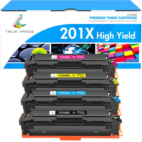 TRUE IMAGE 201X M277dw Toner Cartridge 4 Pack High Yield Compatible for HP 201X 201A M252dw CF400X Color Laserjet Pro MFP M277dw M277c6 CF401X CF402X CF403X Printer Black/Cyan/Yellow/Magenta TRUE IMAGE