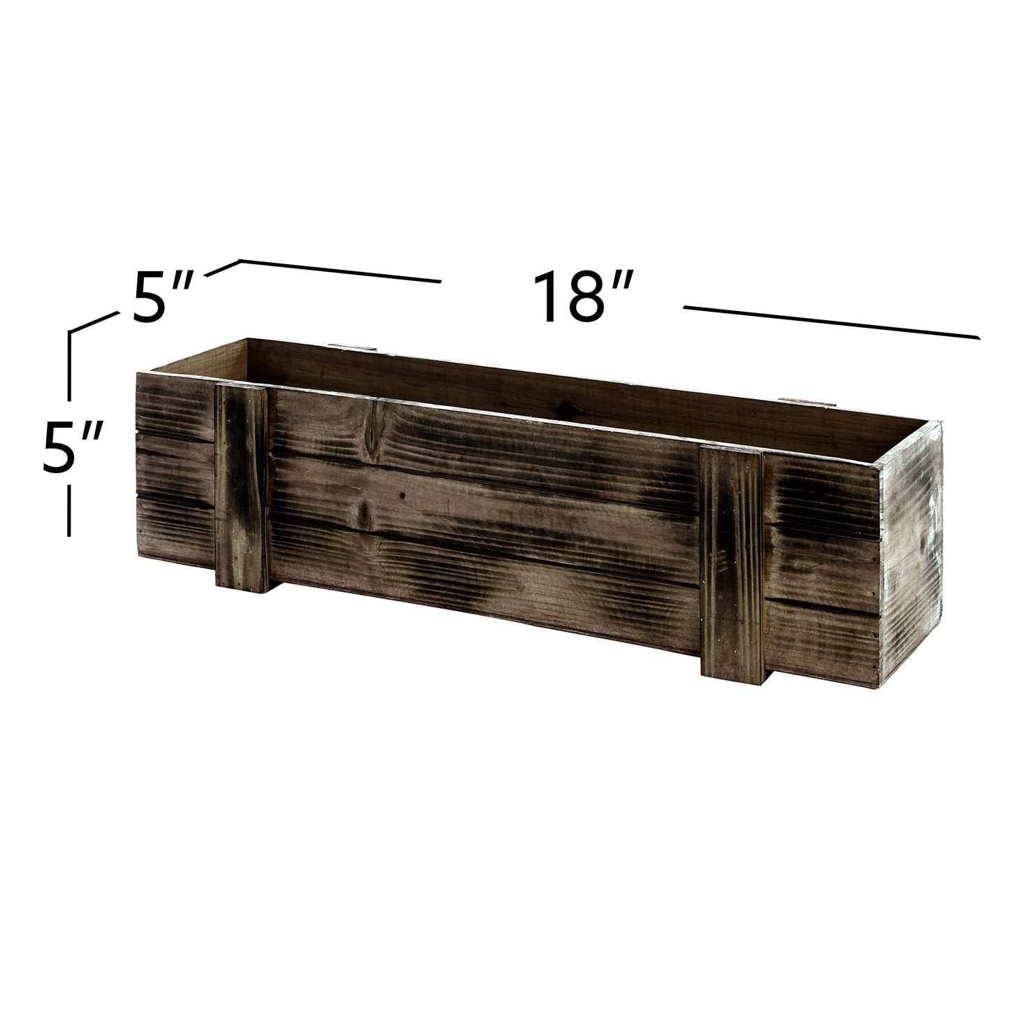 SE SIMPLE ELEMENTS Rectangle Natural Cunninhamia Wood Planter Box with Liner Rustic Farmhouse Planter Box for Flowers and Plants 18" L x 5" W x 5" H - Brown