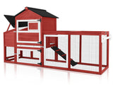 MEDEHOO Chicken Coop for Outdoor - Poultry Cage with Wheels, Nesting Box, Leakproof Pull-on Tray, and Asphalt Waterproof Roof - Red MEDEHOO