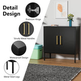 CARPETNAL Set of 2 Accent Storage Cabinet with Doors and Adjustable Shelf, Freestanding Buffet Cabinet, Modern Sideboard Buffet Cabinet for Living Room, Dining Room, Kitchen, Hallway (Black) CARPETNAL