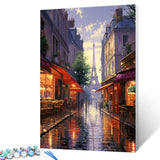 Tucocoo Paint by Number France Street Scenery Street Town Landscape DIY Painting On Canvas with Brushes Acrylic Paints Paint by Numbers for Adults and Kids Students Beginner 16x20 Inch（Without Frame） Tucocoo