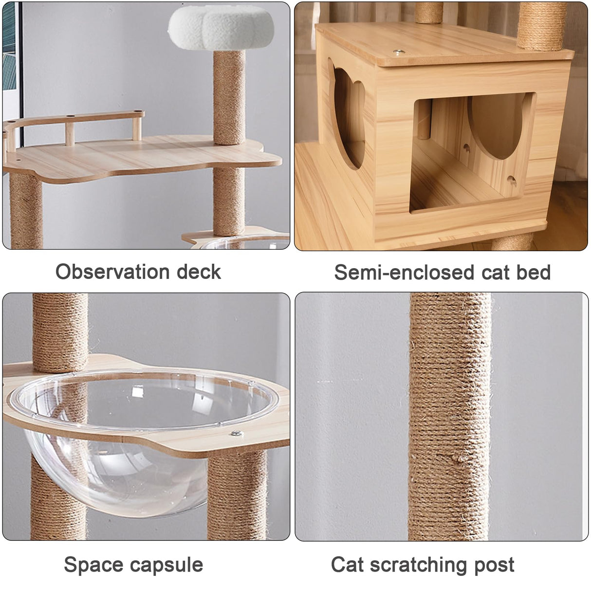 67-Inch Cat Tree for Indoor Cats Large Adult,Cat Tree Tower with Condo, Cat Stairs, 2 Bowl,14 Sisal Scratching Posts, Top Perch, with Padded Platform Bed,Toy Balls,Larg Large cat Tree.B12 Yinanroa