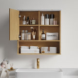 FerniTry Bathroom Cabinet Wall Mounted Fluted, Modern Medicine Cabinet Over The Toilet Storage Cabinet Faux Marble Top with Adjustable Shelf, Wood Wall Mounted Storage Cabinet Organizer(Natural Oak) FerniTry