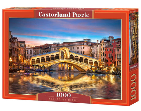 CASTORLAND 1000 Piece Jigsaw Puzzle, Rialto by Night, Rialto Bridge, Venice, Italy, Romantic Place, European Puzzle, Adult Puzzle, Castorland C-104215-2 Castorland