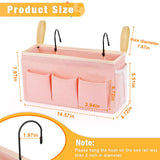 Lilithye Bedside Caddy Bedside Organizer Bedside Storage Caddy with Fixed Straps and Water Bottle Holder for Home College Dorm Bunk Bed Hospital Bed Crib Bed Rails (Pink) Lilithye