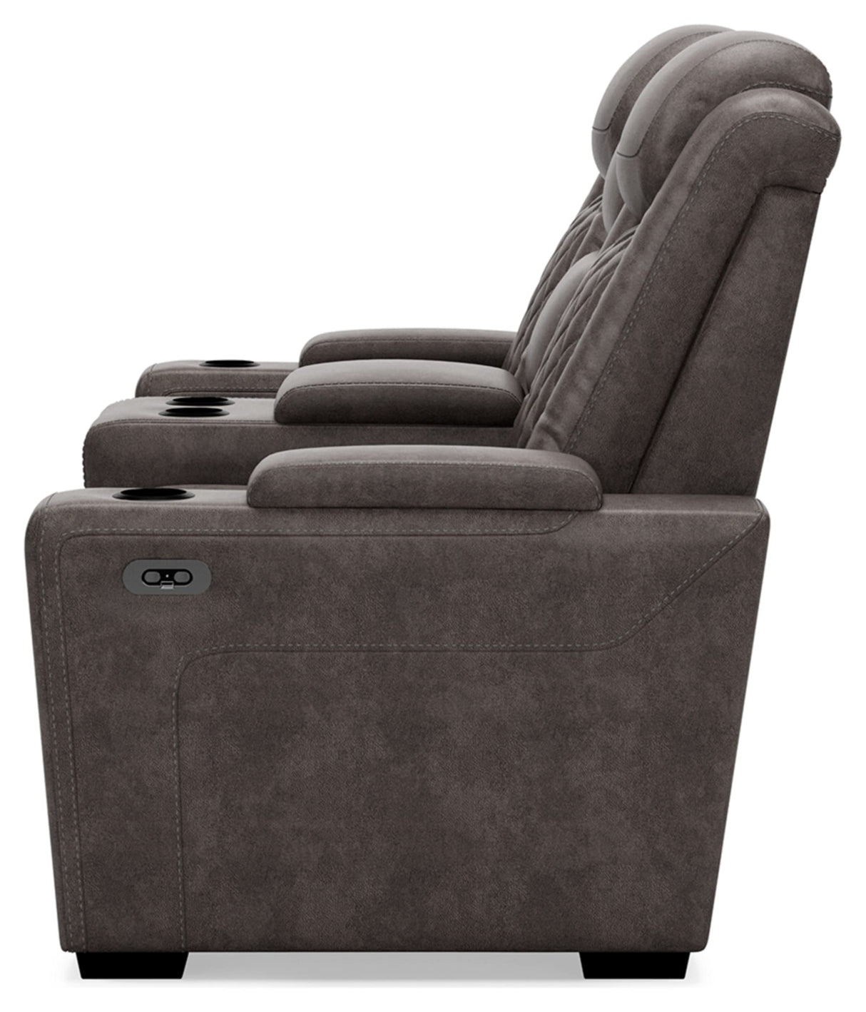 Signature Design by Ashley Hyllmont Power Reclining Loveseat with Center Console, Weathered Gray Signature Design by Ashley