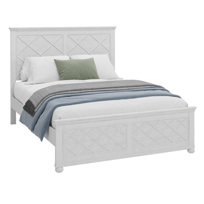 Queen Size Platform Bed Frame with Tall Headboard & Footboard, Wood Queen Bed Frame with Wood Slats Support, Farmhouse Rustic Design, No Box Spring Needed, Antique White - WoodArtSupply