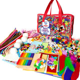 MOVEBO 1500 PCS Art and Craft School Supplies for Kids, Supplies Set with Construction Paper, Glue, Pipe Cleaners Craft and Kids' Scissor, Gifts for Girls and Boys Age 6+(red Bag) MOVEBO