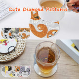 JUNIPLTER 6 PCS Cat Diamond Painting Coasters Kits with Double Tools, DIY Diamond Art Kits for Adults Kids Beginners, Cat Diamond Art Coasters Non-Slip & Heat Insulation, Perfect Holiday Gift JUNIPLTER