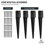 36 inch Fence Post Anchor Ground Spike, LAVANE Set of 4 Heavy Duty Metal Black Powder Coated Post Stake Support Base - Outer Dimension: 4"x4" (Fit 3.5"x3.5" Mailbox or Fence Post) La Vane