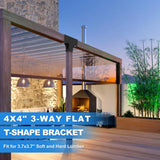 Vlaeng Pergola Kit 4x4", 4 Pcs 3-Way T-Shaped Woodworks Gazebo Brackets Kit with Screws for 4x4(Actual: 3.7x3.7") Wood Beams for Patio Pergola, Log Cabins, Garden, Lumber Gazebo, Black Powder Coating Vlaeng