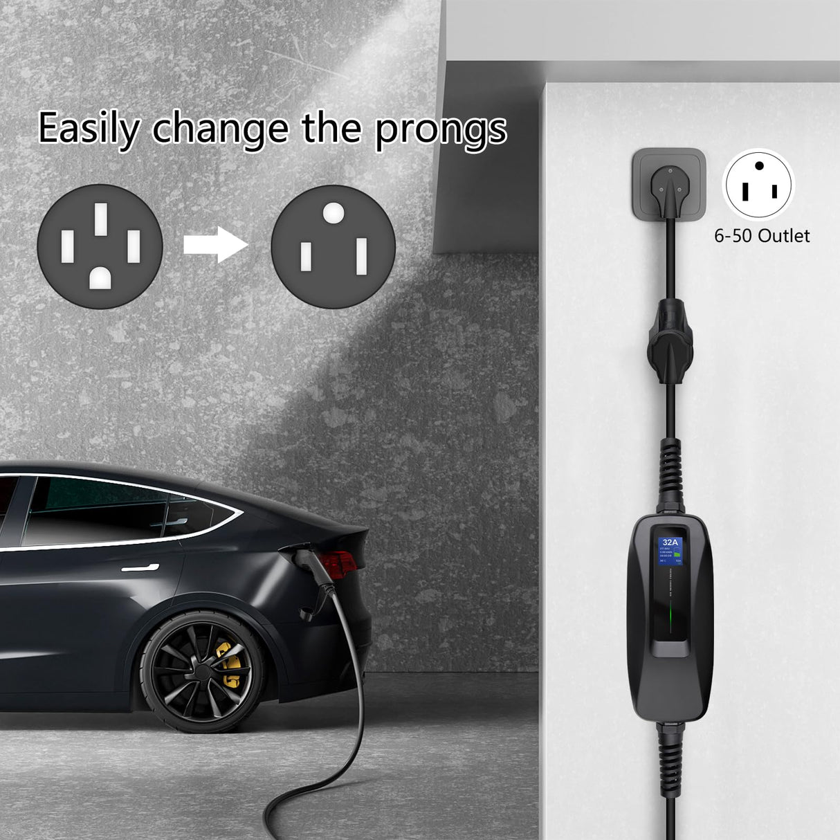 Morec NEMA 6-50P to 14-50R 240V 50 Amp Welder Welding Dryer EV Charger Power Cord Adapter Adaptor Connector Connecter Morec