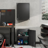 Aobabo Metal Wall Cabinet with Door, Lock and Adjustable Shelf, Metal Hanging Cabinet, Steel Garage Storage Cabinet for Home, Office and Kitchen, Black Aobabo