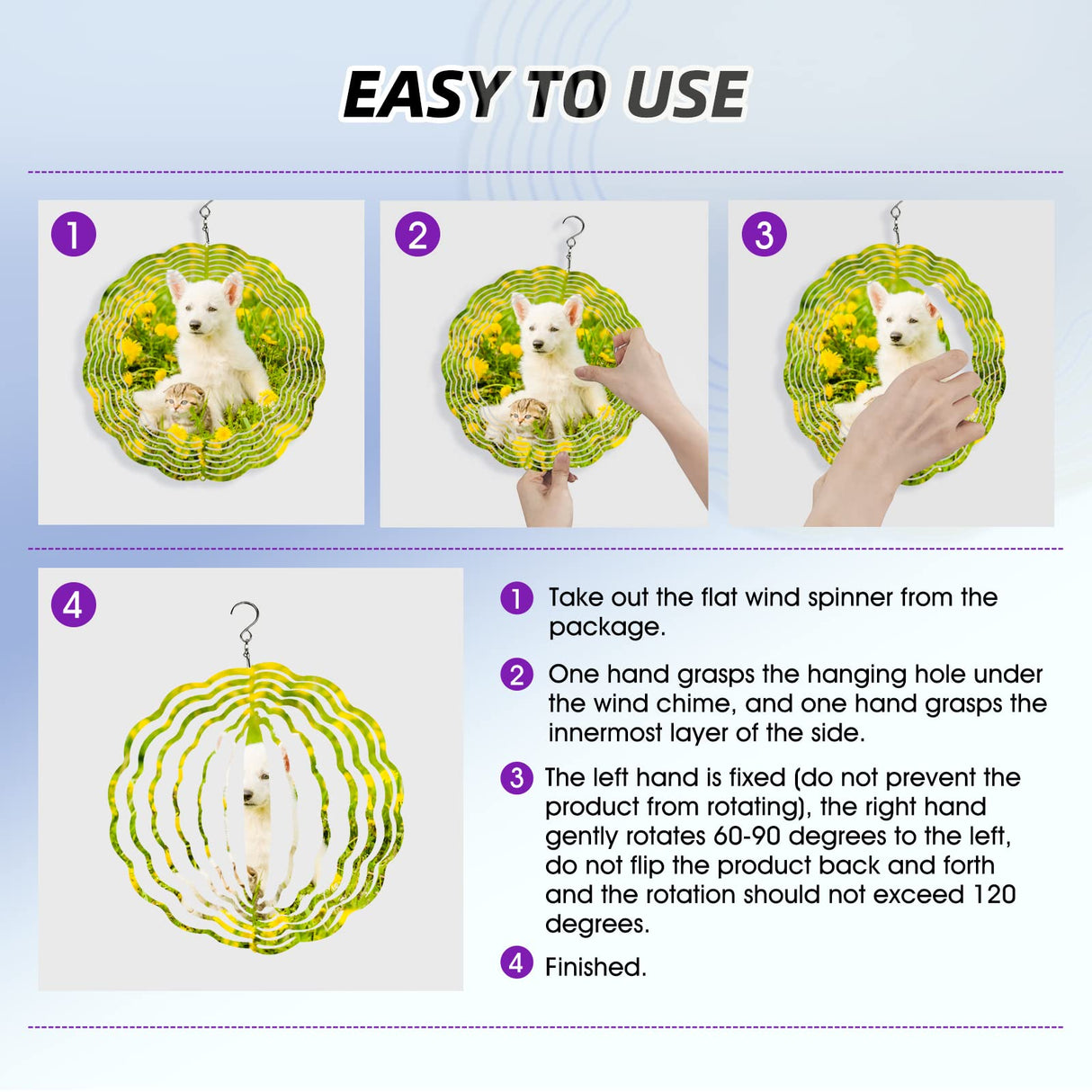 5 Pack Sublimation Wind Spinner Blanks 8 Inch Wind Spinners Sublimation Blanks 3D Aluminum Metal Wind Spinners for Yard and Garden Indoor Outdoor Window Porch Front Door Decoration Round CHONOVO