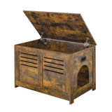 DINZI LVJ Litter Box Enclosure, Flip Top Litter Box Furniture, Hidden Cat Washroom, Wooden Cat House, End Table, 31.5" L x 19.7" W x 19.7" H, Good Ventilation, Easy to Assemble, Rustic Brown DINZI LVJ