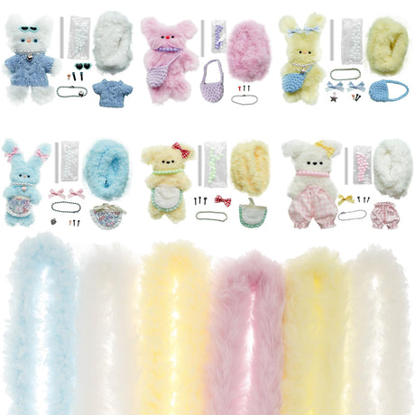 RVEFOT 6 Pcs Fur Pipe Cleaners Craft Kit with Decorative Accessories and Video Tutorials, Pipe Cleaners Kit for Beginners, Bear Animal Kit for Craft, Kids Art Craft DIY Creative Decoration RVEFOT