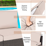 Tangkula 2 PCS Outdoor Wicker Armless Sofa, Patio Rattan Sectional Sofa Set w/2 Thick Seat Cushions and 2 Back Cushions, Additional Seats for Balcony Garden Patio Poolside (Black) Tangkula